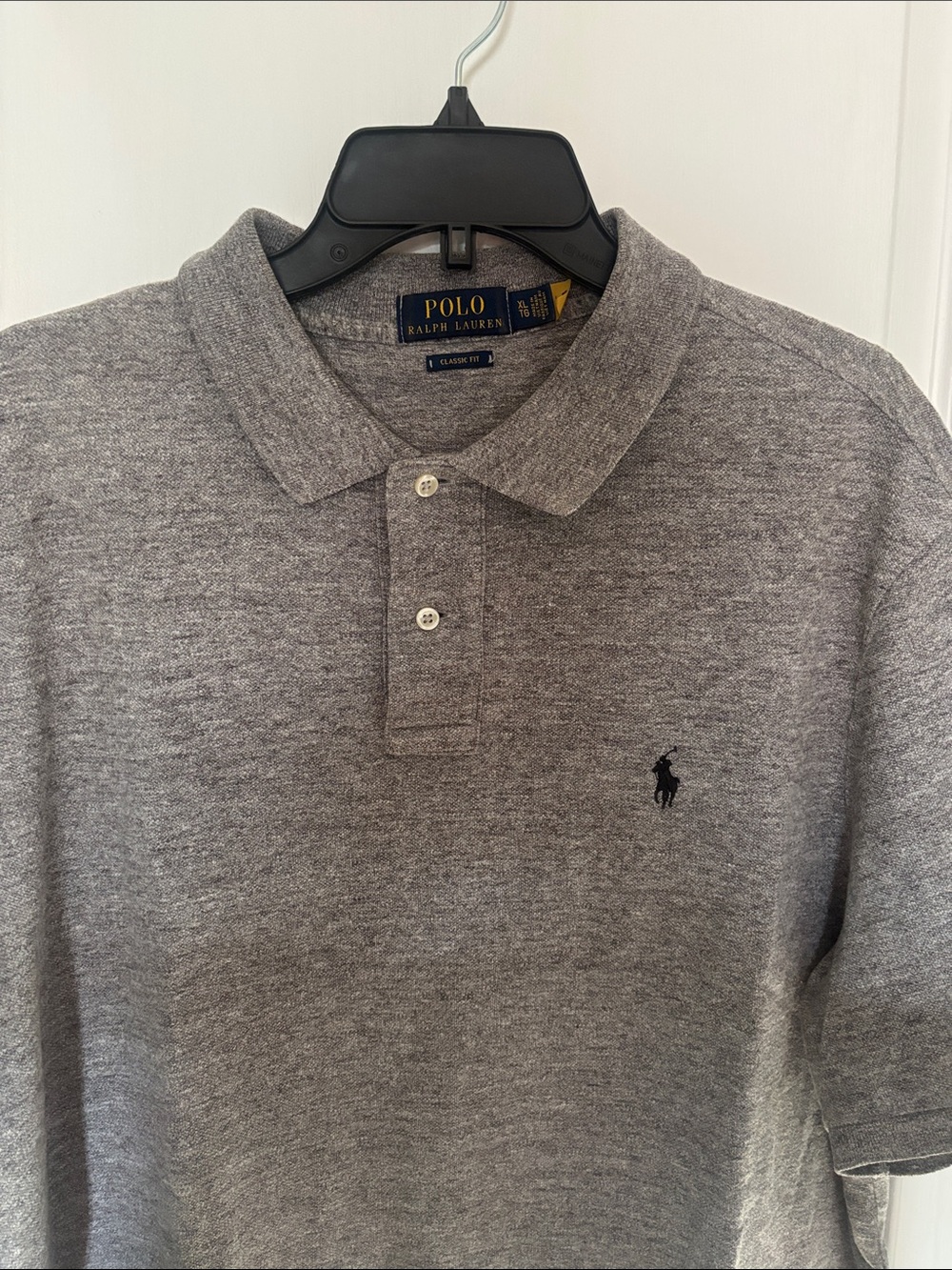 Polo by Ralph Lauren Men’s Heather Grey Polo with Navy Pony